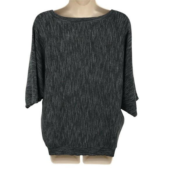 DKNY Womens Dolman Sleeves Knitted Charcoal Gray Pullover Top Size Medium - Picture 2 of 7